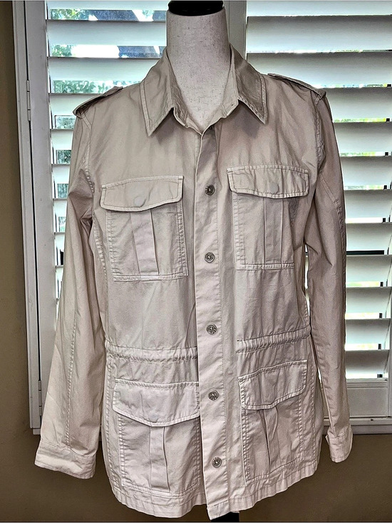 Buffalo David Bitton Jackets & Blazers - Buffalo Cotton Military Utility Cargo Jacket in Cream Women’s Size Medium